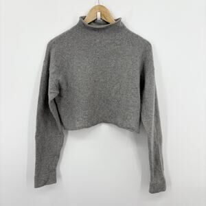 Reformation Gray Cropped Mock Neck Sweater